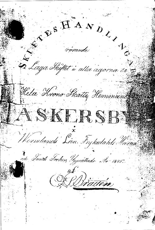 Utdrag ur beskrivning till 1845 &aring;rs skifte.                          