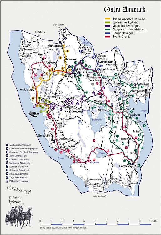 Trillan och Kyrkvägars karta över vandringsleder